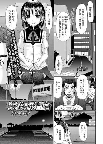 【エロ漫画】ストレス解消で人気がない展望台の駐車場で執事を相手にフェラの練習をしていた美少女お嬢様がDQNたちに盗撮され二穴中出しレイプされて処女を散らされる！